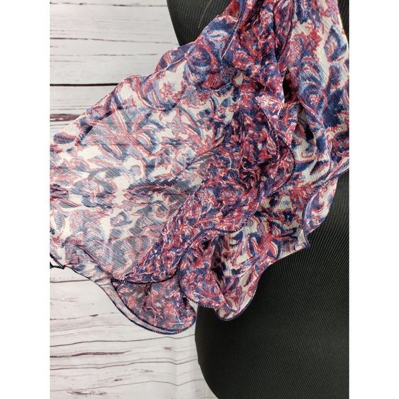 Chaps Blue Red White Crinkle Sheer Women's animal print Scarf - Picture 6 of 8